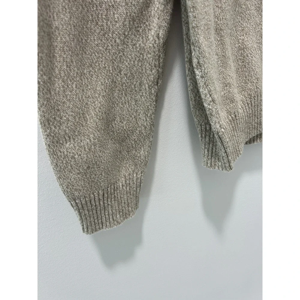 Club Room Mens Tan Marl 100% Cotton Quarter Button Mock Neck Sweater Large
